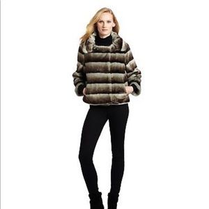 Calvin Klein Faux Fur Chinchilla Cropped Jacket
